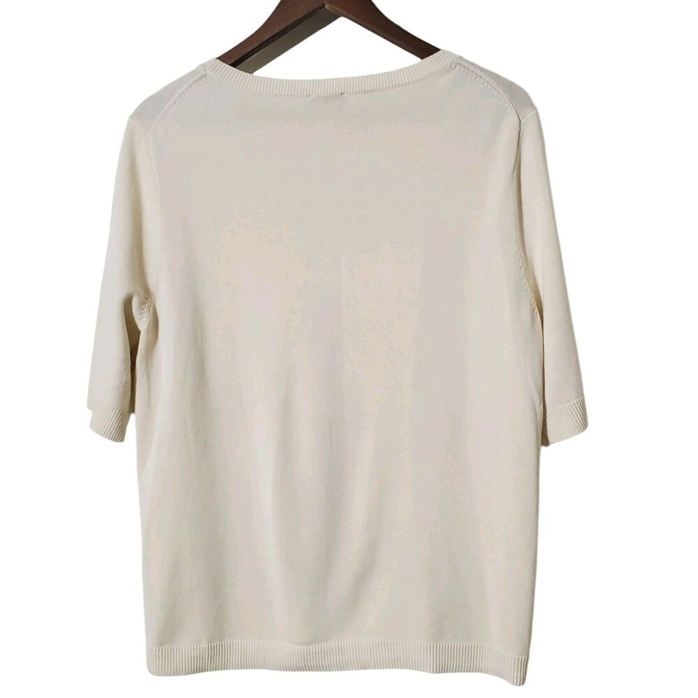 Talbots Sweater XL Floral Embellished Beaded Cream Cottagecore Knit Womens - Picture 5 of 11